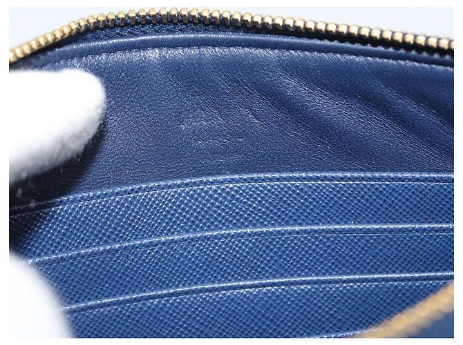 Saffiano Clutch PRADA Safiano Blu Oro Auth BA13647V D'oro - vista 19