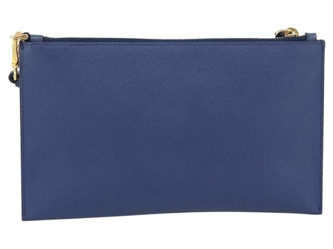 Saffiano Clutch PRADA Safiano Blu Oro Auth BA13647V D'oro - vista 2