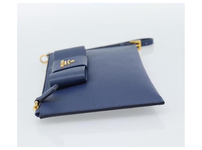 Saffiano Clutch PRADA Safiano Blu Oro Auth BA13647V D'oro - vista 3