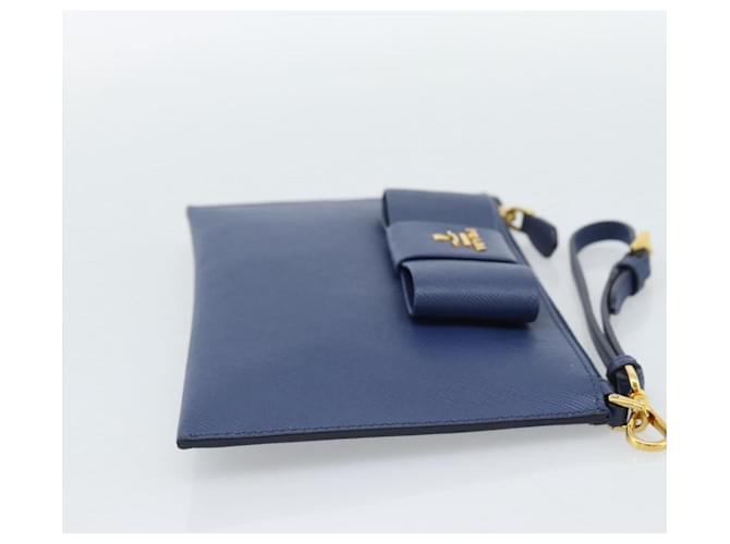 Saffiano Clutch PRADA Safiano Blu Oro Auth BA13647V D'oro - vista 4