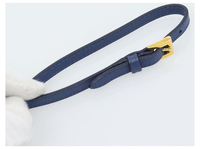 Saffiano Clutch PRADA Safiano Blu Oro Auth BA13647V D'oro - vista 8
