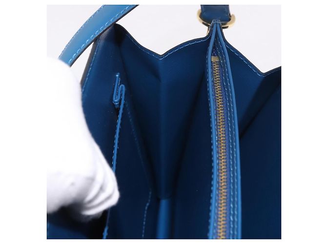 Borsa a Spalla LOUIS VUITTON Epi Capuchin Blu M52345 LV Auth 188508 - vista 22