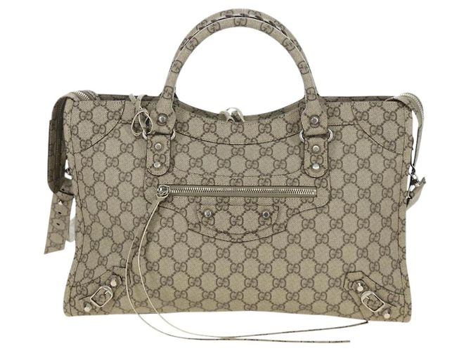 GUCCI GG Supreme Gucci The Hacker Project Balenciaga PVC 681695 Auth yk20509SM Argento Beige - vista 13