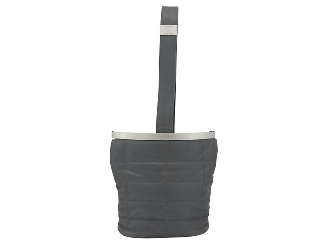 CHANEL Hand Pouch Choco Bar Borsa a Mano Nylon Grigio Argento CC Auth BA13593A Marrone - vista 13