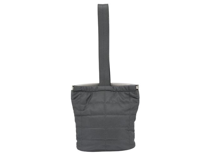 CHANEL Hand Pouch Choco Bar Borsa a Mano Nylon Grigio Argento CC Auth BA13593A Marrone - vista 2