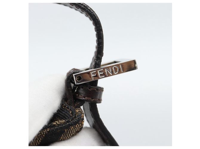 FENDI Zucca Canvas Mamma Baguette Shoulder Bag Black Brown Auth 189068V Marrone Nero - vista 10