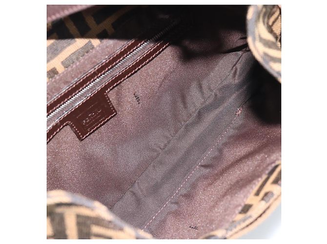 FENDI Zucca Canvas Mamma Baguette Shoulder Bag Black Brown Auth 189068V Marrone Nero - vista 11