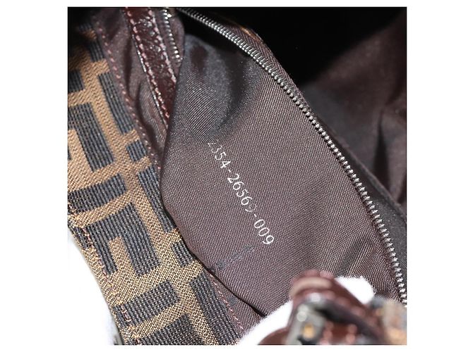 FENDI Zucca Canvas Mamma Baguette Shoulder Bag Black Brown Auth 189068V Marrone Nero - vista 12