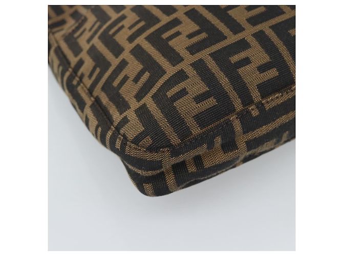 FENDI Zucca Canvas Mamma Baguette Shoulder Bag Black Brown Auth 189068V Marrone Nero - vista 14