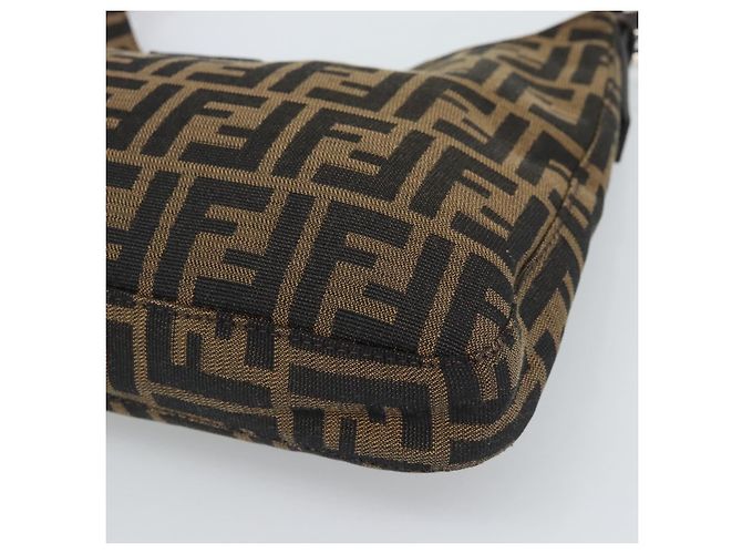 FENDI Zucca Canvas Mamma Baguette Shoulder Bag Black Brown Auth 189068V Marrone Nero - vista 15