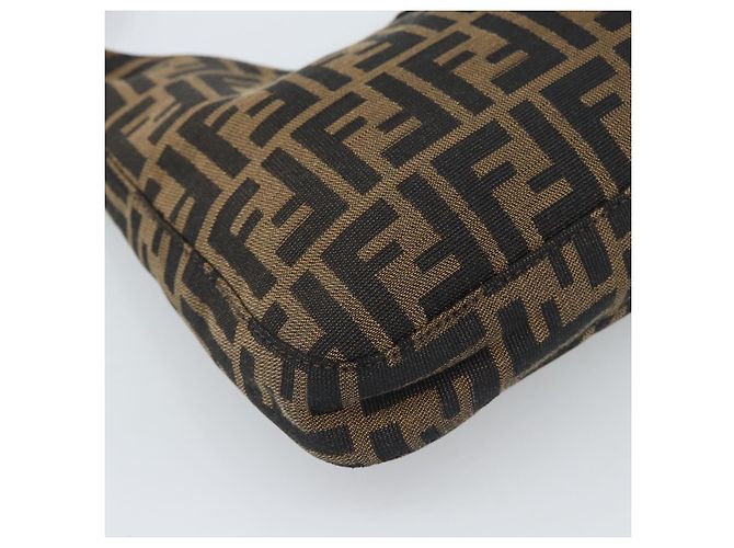 FENDI Zucca Canvas Mamma Baguette Shoulder Bag Black Brown Auth 189068V Marrone Nero - vista 16