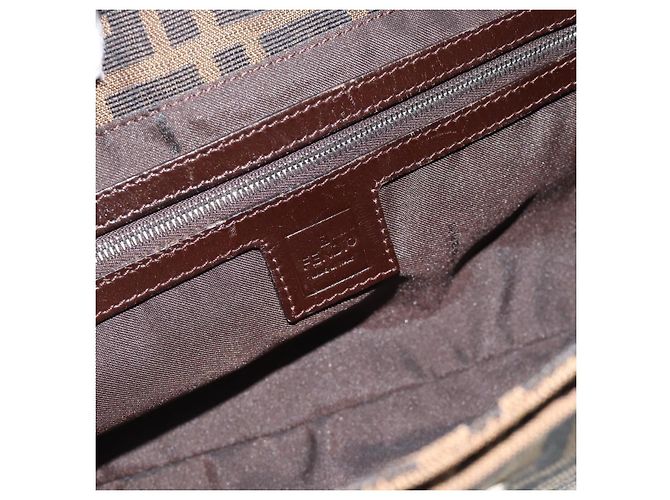 FENDI Zucca Canvas Mamma Baguette Shoulder Bag Black Brown Auth 189068V Marrone Nero - vista 17