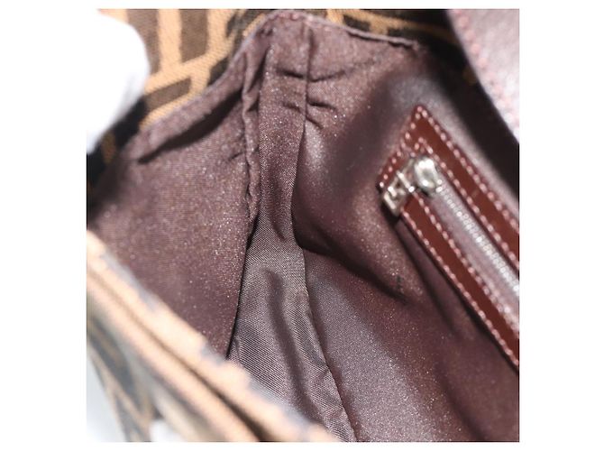 FENDI Zucca Canvas Mamma Baguette Shoulder Bag Black Brown Auth 189068V Marrone Nero - vista 19
