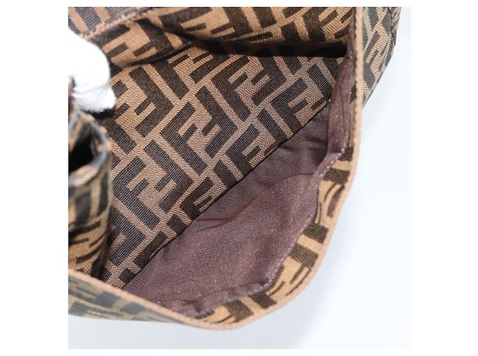 FENDI Zucca Canvas Mamma Baguette Shoulder Bag Black Brown Auth 189068V Marrone Nero - vista 22