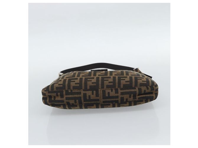 FENDI Zucca Canvas Mamma Baguette Shoulder Bag Black Brown Auth 189068V Marrone Nero - vista 5