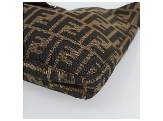 FENDI Zucca Canvas Mamma Baguette Shoulder Bag Black Brown Auth 189068V Marrone Nero - vista 9