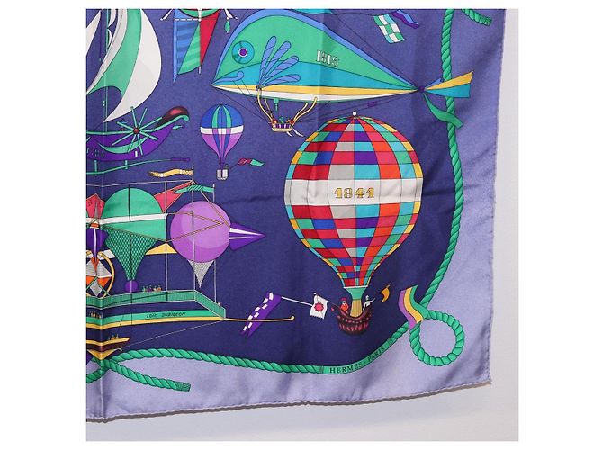 Hermès Sciarpa HERMES Carre90 in seta "LES FOLIES DU CIEL" Blu Autentica 188021 - vista 10
