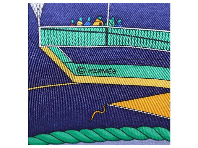 Hermès Sciarpa HERMES Carre90 in seta "LES FOLIES DU CIEL" Blu Autentica 188021 - vista 12