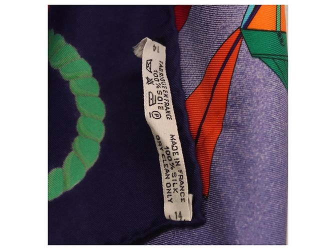 Hermès Sciarpa HERMES Carre90 in seta "LES FOLIES DU CIEL" Blu Autentica 188021 - vista 14