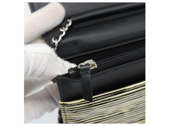 CHANEL COCO Borsa a tracolla con catena Patent White Black CC Auth 189255A Nero Bianco - vista 23