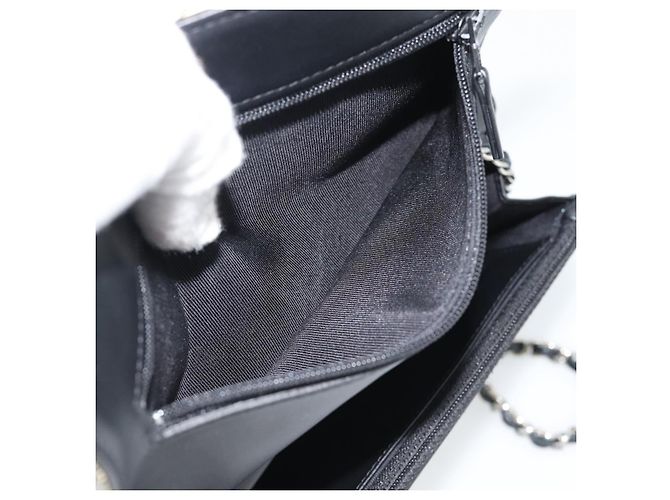 CHANEL COCO Borsa a tracolla con catena Patent White Black CC Auth 189255A Nero Bianco - vista 27