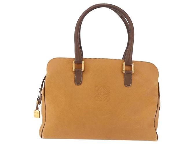Borsa LOEWE Anagram in Pelle Giallo Oro Auth 188471A D'oro - vista 13