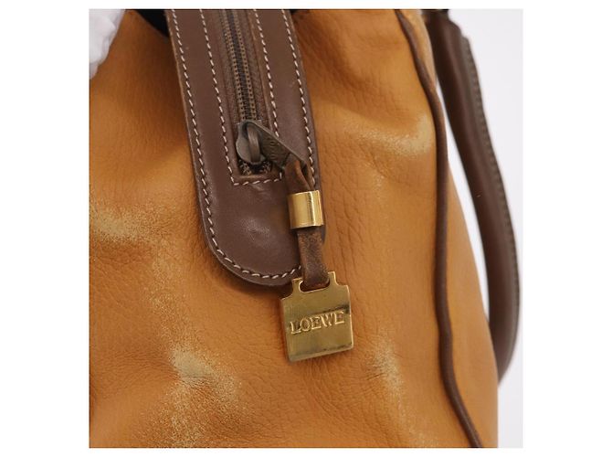 Borsa LOEWE Anagram in Pelle Giallo Oro Auth 188471A D'oro - vista 18