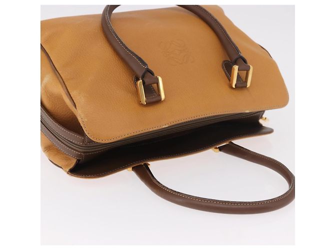 Borsa LOEWE Anagram in Pelle Giallo Oro Auth 188471A D'oro - vista 8