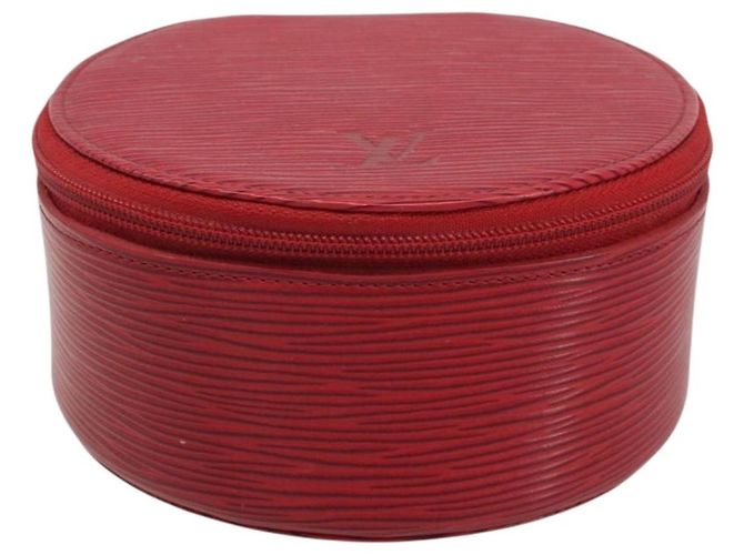 LOUIS VUITTON Epi Ecrin Bijoux 12 Caixa de Joias Vermelha M48207 LV Auth 186404 Vermelho - vista 13