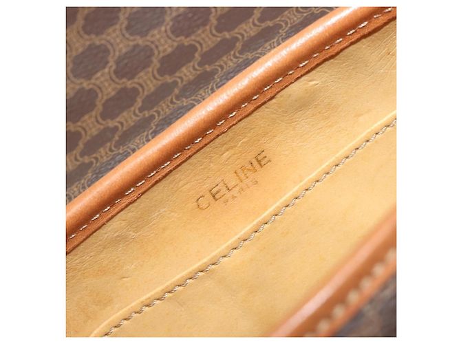 Céline Borsa a tracolla CELINE Macadam Canvas PVC Pelle Marrone Oro Aut 187817 D'oro - vista 10