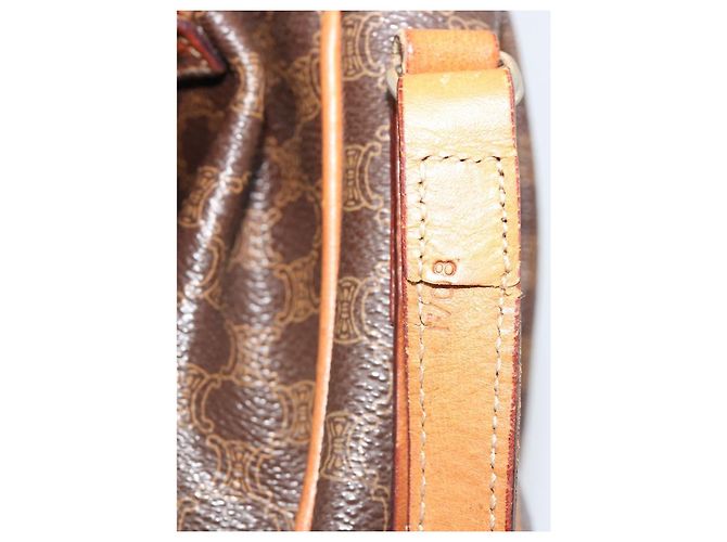 Céline Borsa a tracolla CELINE Macadam Canvas PVC Pelle Marrone Oro Aut 187817 D'oro - vista 12