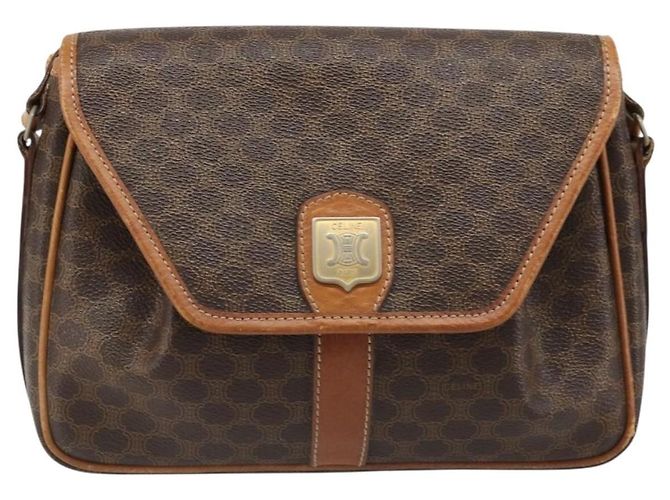 Céline Borsa a tracolla CELINE Macadam Canvas PVC Pelle Marrone Oro Aut 187817 D'oro - vista 13