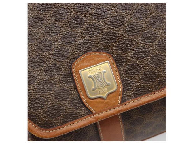 Céline Borsa a tracolla CELINE Macadam Canvas PVC Pelle Marrone Oro Aut 187817 D'oro - vista 17