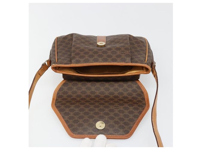 Céline Borsa a tracolla CELINE Macadam Canvas PVC Pelle Marrone Oro Aut 187817 D'oro - vista 18