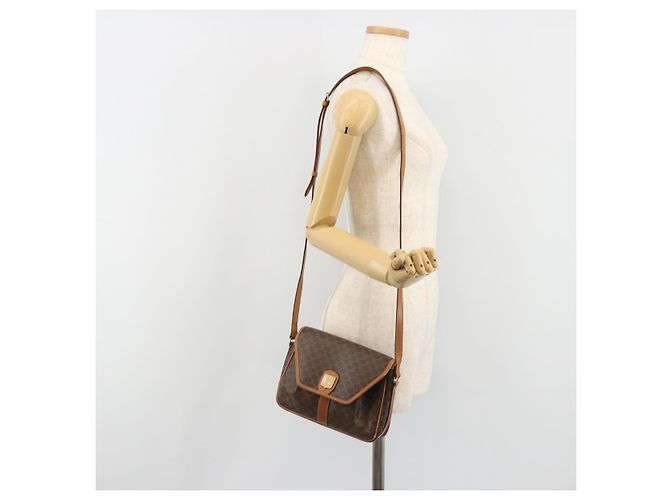 Céline Borsa a tracolla CELINE Macadam Canvas PVC Pelle Marrone Oro Aut 187817 D'oro - vista 22