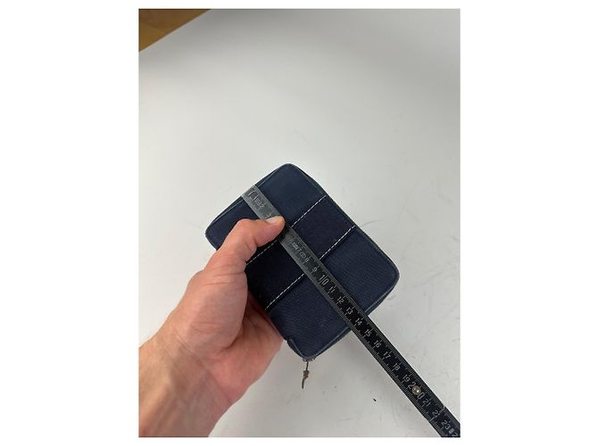 Hermès Vintage Hermes Canvas Zip Wallet Navy Blue Silver - view 10