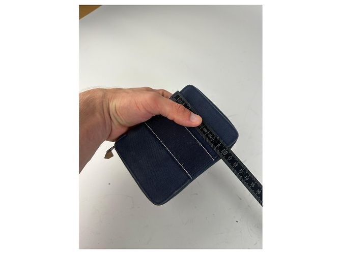 Hermès Vintage Hermes Canvas Zip Wallet Navy Blue Silver - view 11