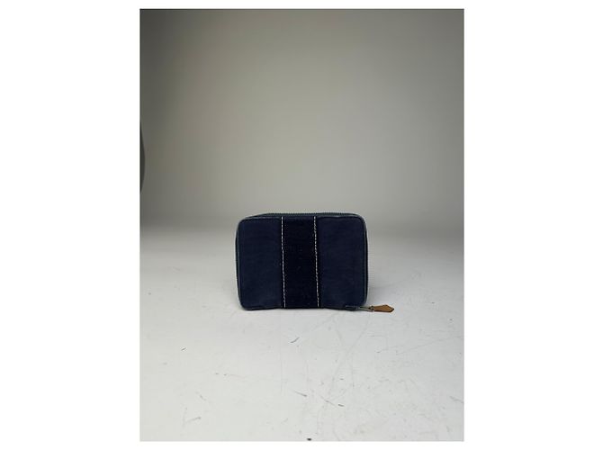 Hermès Vintage Hermes Canvas Zip Wallet Navy Blue Silver - view 12