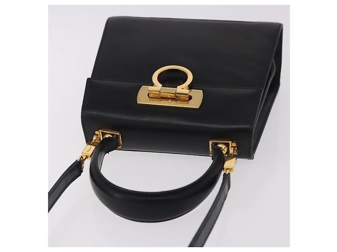 Borsa a mano Salvatore Ferragamo in pelle 2way nera oro Auth 188257 Nero D'oro - vista 14