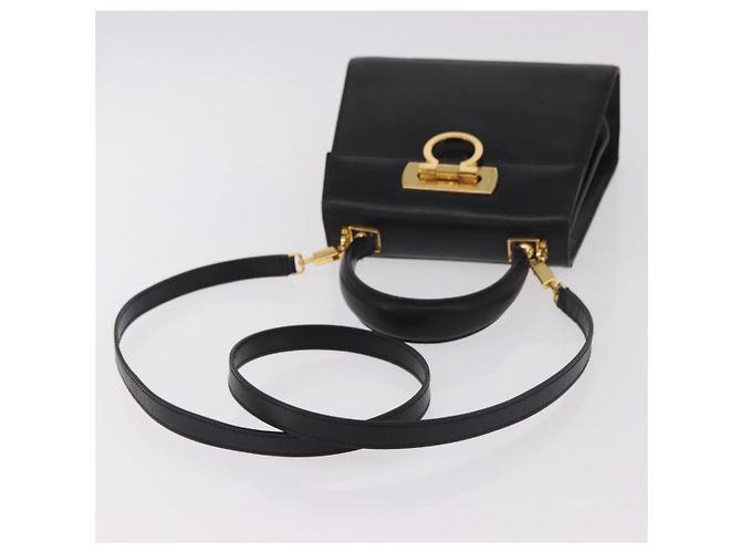 Borsa a mano Salvatore Ferragamo in pelle 2way nera oro Auth 188257 Nero D'oro - vista 9