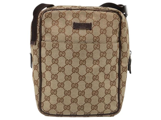 Borsa a Spalla GUCCI GG Canvas Beige Argento 122759 Auth 187751 - vista 2