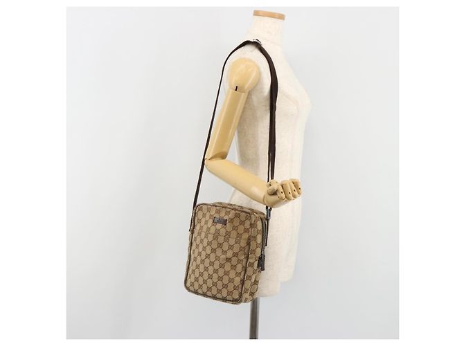 Borsa a Spalla GUCCI GG Canvas Beige Argento 122759 Auth 187751 - vista 25