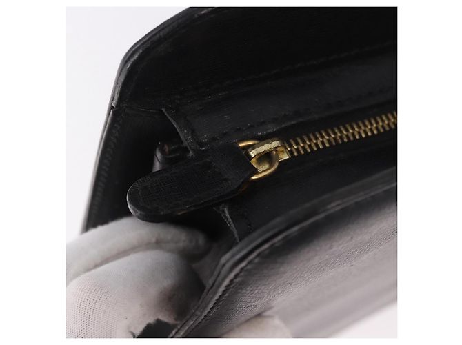Pasta Business Salvatore Ferragamo em couro preto e dourado Auth BA13557 - vista 10
