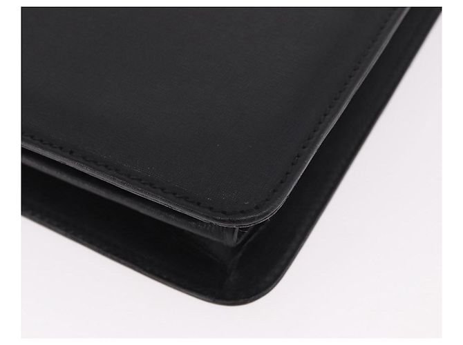 Pasta Business Salvatore Ferragamo em couro preto e dourado Auth BA13557 - vista 14