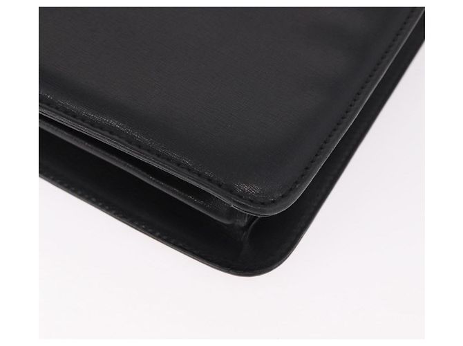 Pasta Business Salvatore Ferragamo em couro preto e dourado Auth BA13557 - vista 16