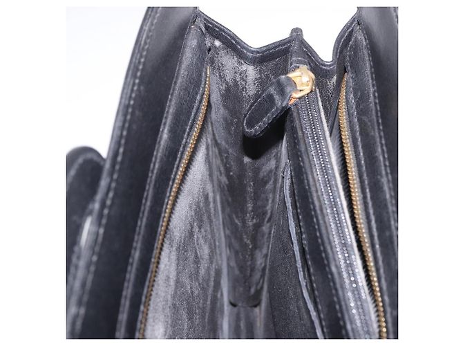 Pasta Business Salvatore Ferragamo em couro preto e dourado Auth BA13557 - vista 21