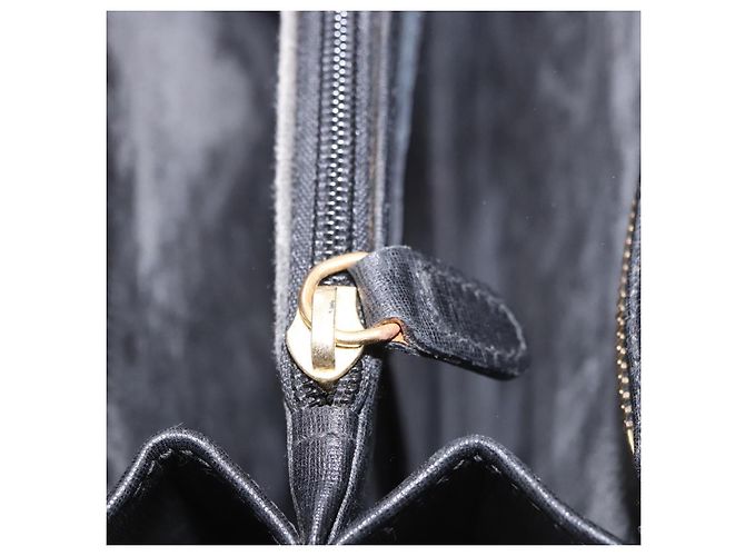 Pasta Business Salvatore Ferragamo em couro preto e dourado Auth BA13557 - vista 23