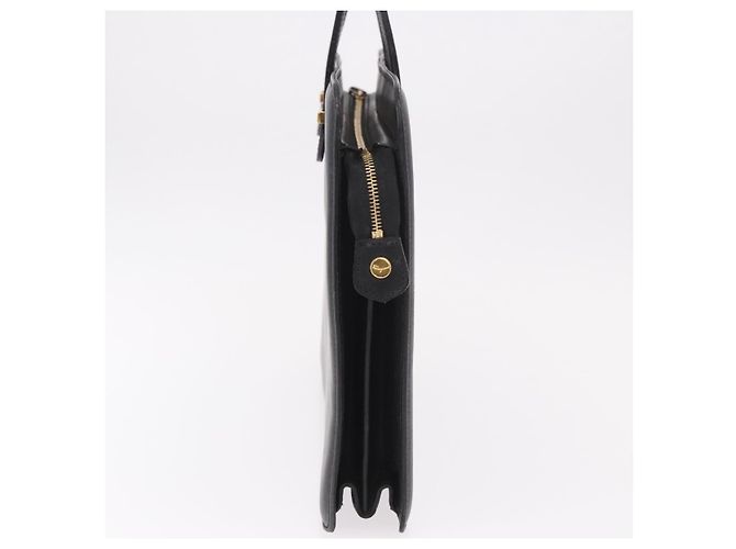 Pasta Business Salvatore Ferragamo em couro preto e dourado Auth BA13557 - vista 3