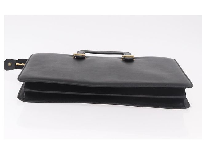 Pasta Business Salvatore Ferragamo em couro preto e dourado Auth BA13557 - vista 5
