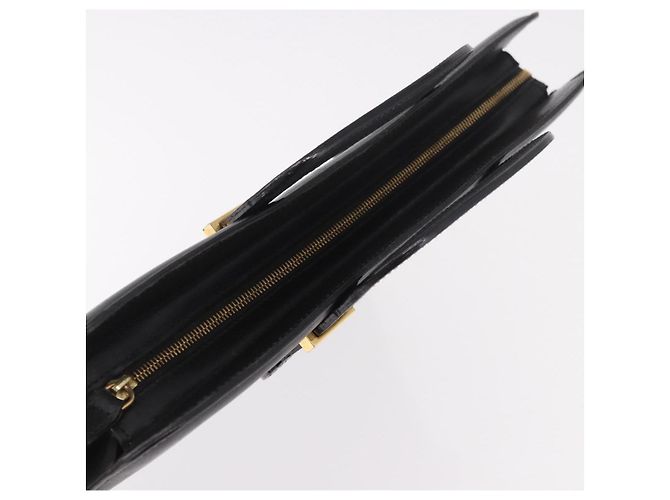 Pasta Business Salvatore Ferragamo em couro preto e dourado Auth BA13557 - vista 6